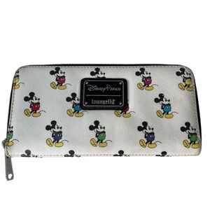 Loungefly Mickey Mouse Multicolor White Disney Parks Zip Closure Wallet Case